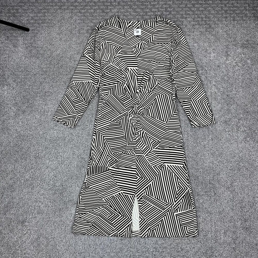 Cabi Manhattan Dress Womens Small Midi Striped Jersey V Neck Stretch Office